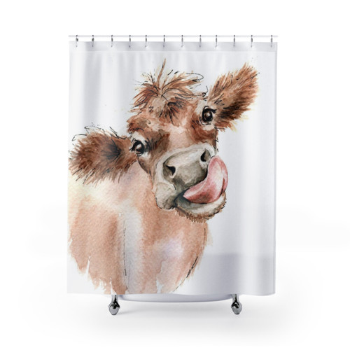 Funky Cow Shower Curtain - Colorful Animal Art