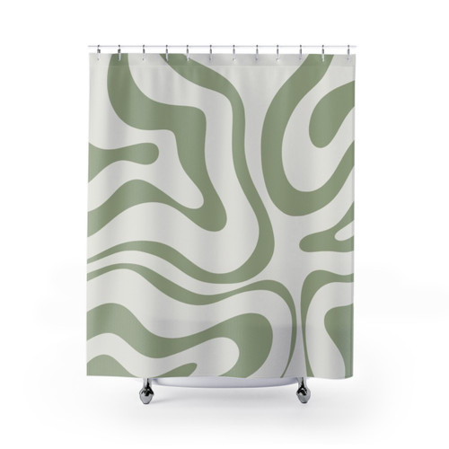 Modern Sage Green Abstract Shower Curtain
