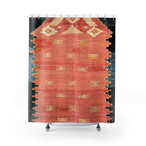Antique Turkish Niche Kilim Print Shower Curtains