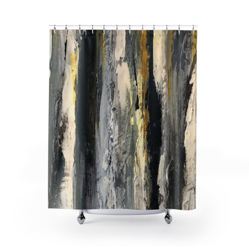 Birch Trees Black and White Shower Curtain