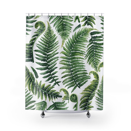 Watercolor Fern Leaves Shower Curtain