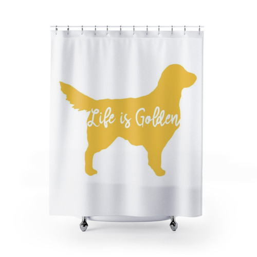 Golden Retriever Shower Curtains with Life is Golden Design