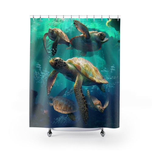 Sea Turtle Shower Curtain with Vibrant Underwater Design