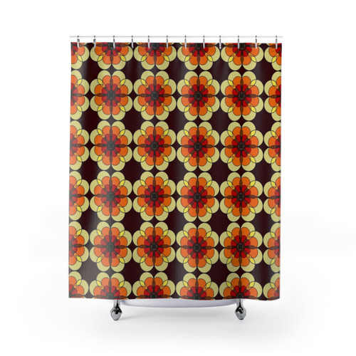 Retro Marigold Flower Shower Curtains