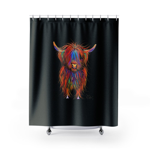 Whimsical Scottish Highland Cow Print Shower Curtain