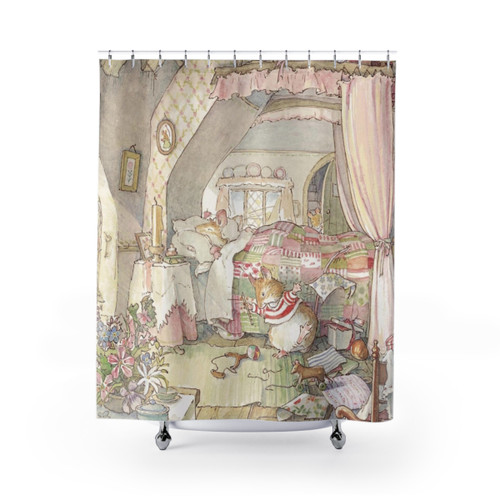 Brambly Hedge Shower Curtain featuring Wilfred's Birthday Scene