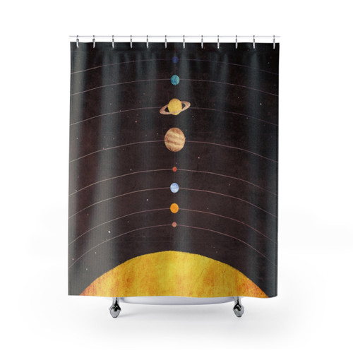 Solar System Shower Curtain with Planets and Outer Space Imagery