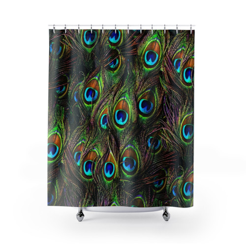 Vibrant Peacock Feather Shower Curtain