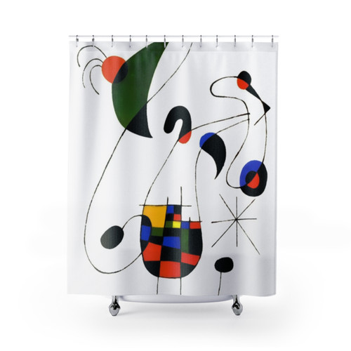 Joan Miro Shower Curtain - Abstract Line Art Decor