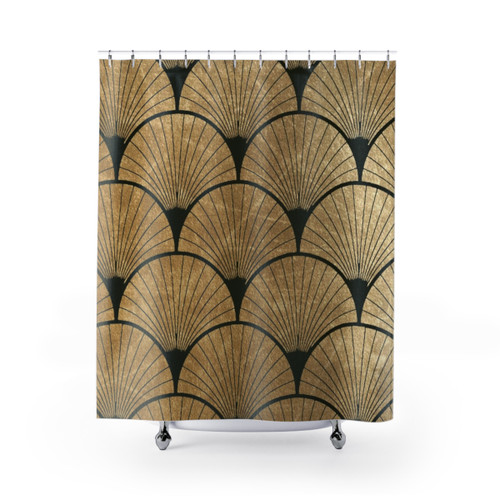 Elegant Art Deco Shower Curtain with Geometric Designs