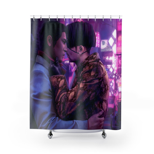 Kamurocho Themed Shower Curtain with Kiryu Kazuma and Majima Goro