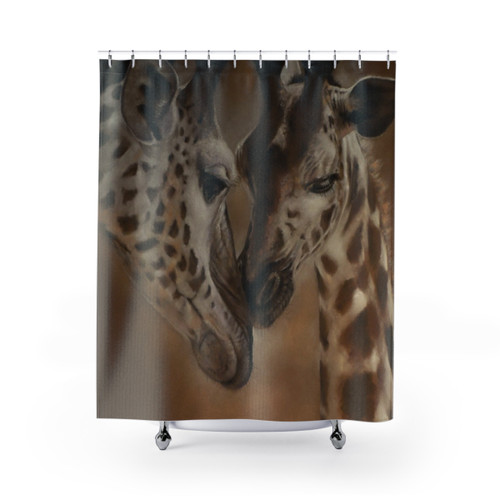 Giraffes Shower Curtain for Safari Bathroom Decor