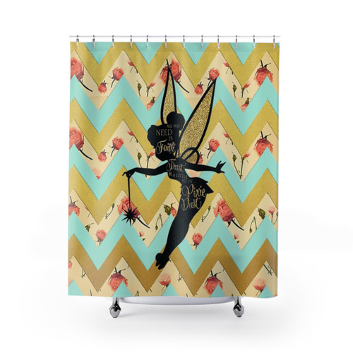 Tinkerbell Pixie Dust Quote Shower Curtain