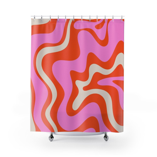 Retro Liquid Swirl Abstract Pattern Shower Curtains