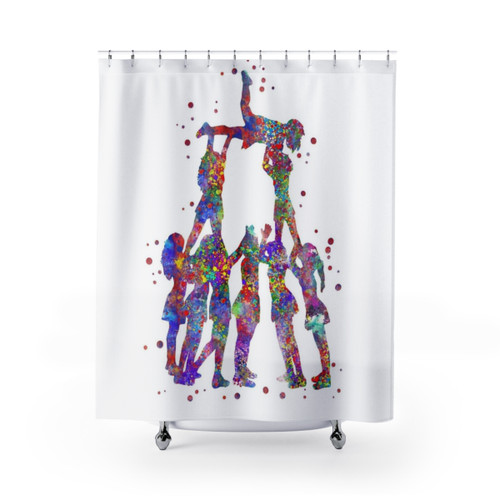 Watercolor Cheerleader Girls Shower Curtain