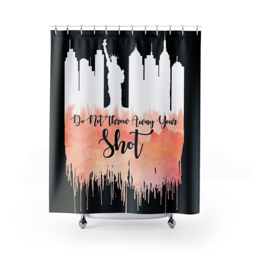 Hamilton Musical Shower Curtain with NYC Skyline Design