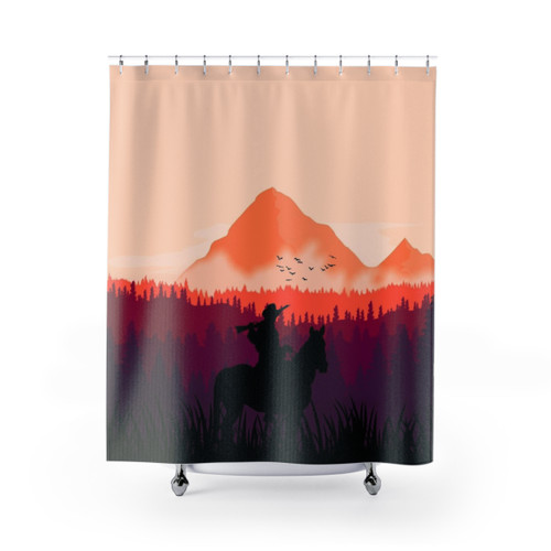 Far West Sunset Shower Curtains - Featuring Iconic Imagery from Red Dead Redemption 2