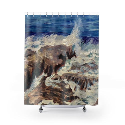 Galician Ocean Waves Shower Curtain