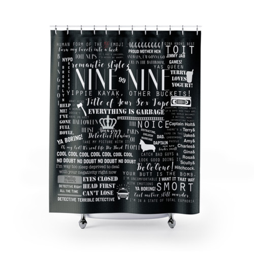 B99 Memorable Quotes Shower Curtains (White on Black)