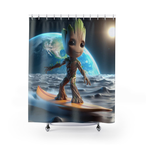 Quirky Lunar Groot Shower Curtain