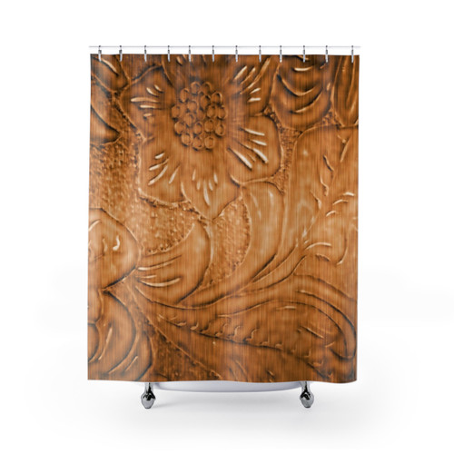 Rustic Tooled Leather Pattern Shower Curtains