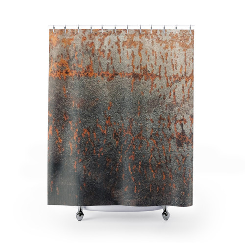 Rust Shower Curtains with Metallic Industrial Texture