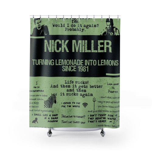 NICK MILLER Shower Curtains featuring New Girl TV show quotes