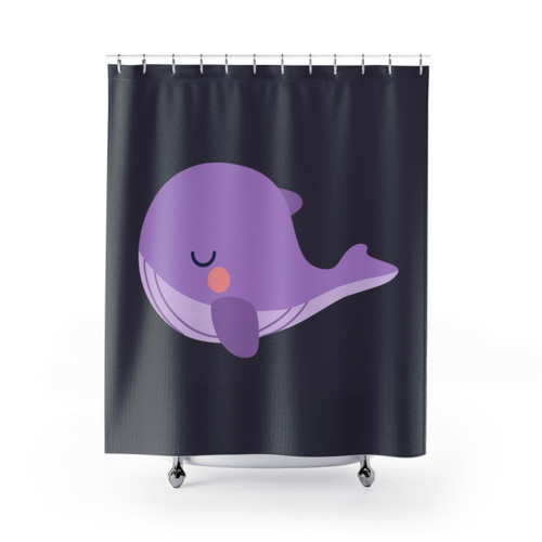 Tinytan Purple Whale Plush Shower Curtains