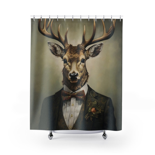 Dapper Deer Portrait Art Shower Curtain