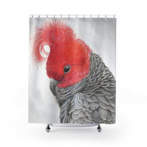 Vibrant Cockatoo Shower Curtain with Watercolor Bird Art