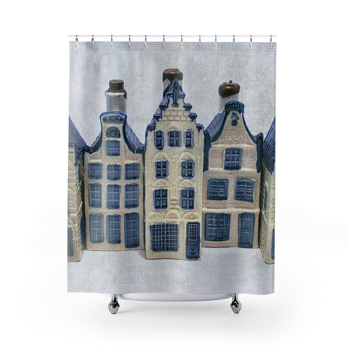 Delft Blue House Shower Curtain