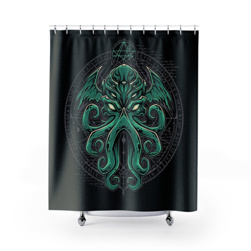 Cthulhu-inspired shower curtain with dark tentacles