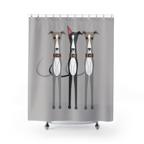 Cartoon Whippet and Greyhound Shower Curtains