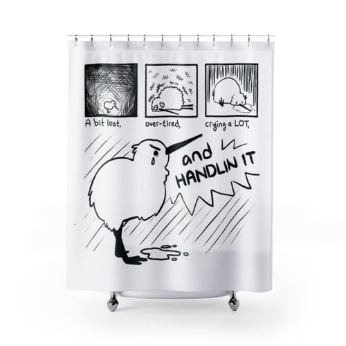 Kiwi Bird Comic Shower Curtains for Mental Health