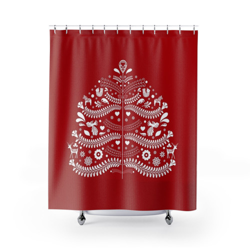 Scandinavian Christmas Tree Shower Curtain