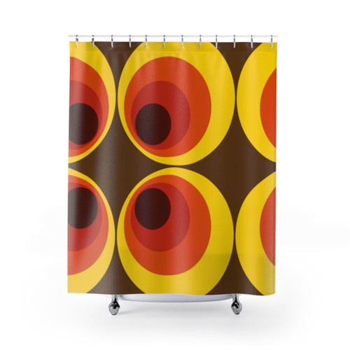 Retro 70s & 80s Funky Vintage Circle Pattern Shower Curtains