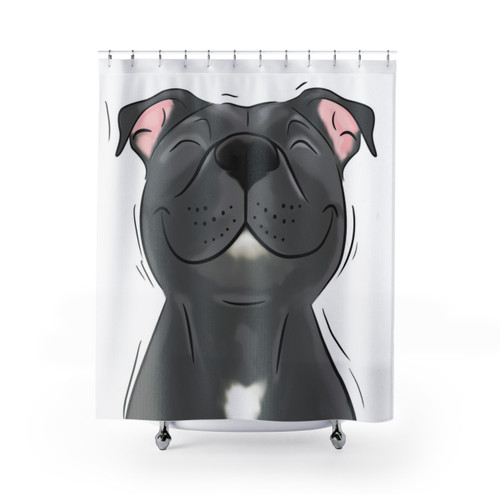 Blue Staffordshire Bull Terrier Shower Curtain