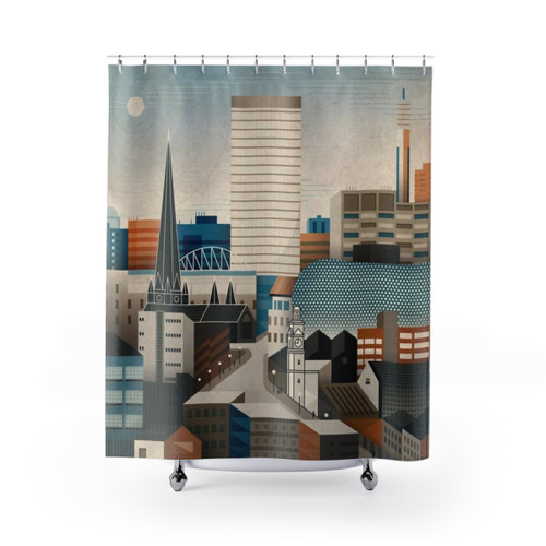 Modernist Shower Curtains Featuring Birmingham Architecture