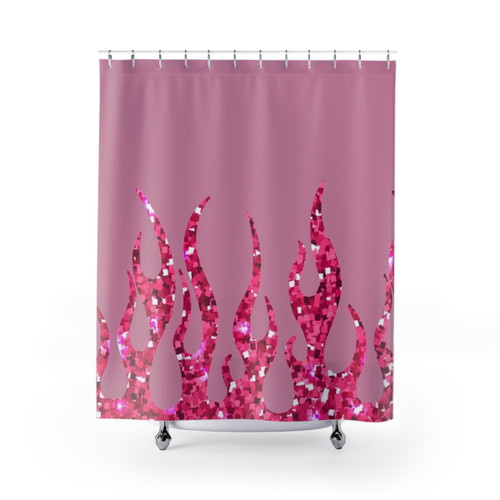 Pink Glitter Flames Shower Curtain