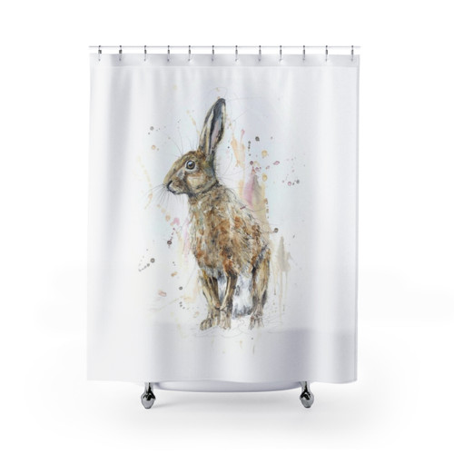 Watercolor Hare Shower Curtains - Bright & Colorful Wildlife Art