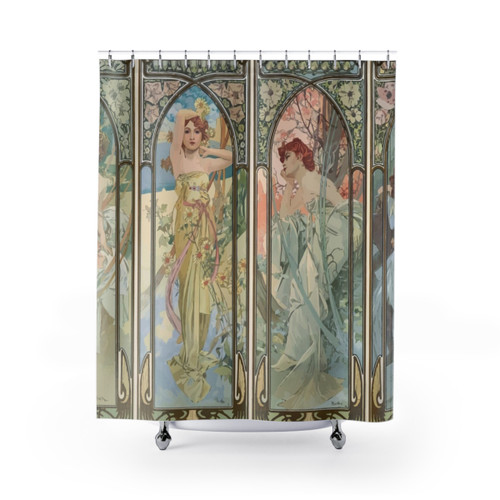 Mucha Times of the Day Shower Curtains