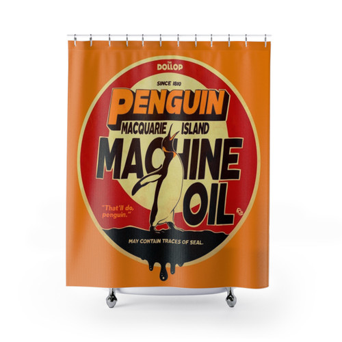 Penguin Oil Themed Shower Curtain by The Dollop