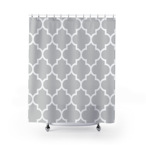 Gray Quatrefoil Pattern Shower Curtains