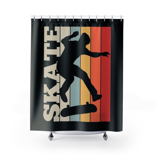 Retro Skateboarding Shower Curtains
