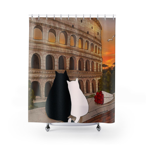 Romantic Colosseum Cat Shower Curtain