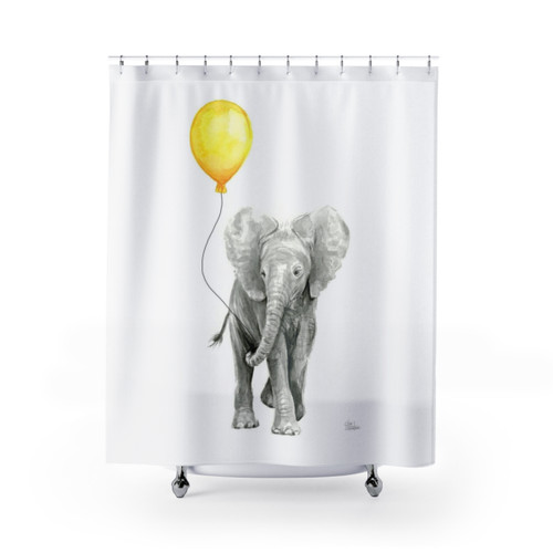 Elephant Baby Watercolor Shower Curtain