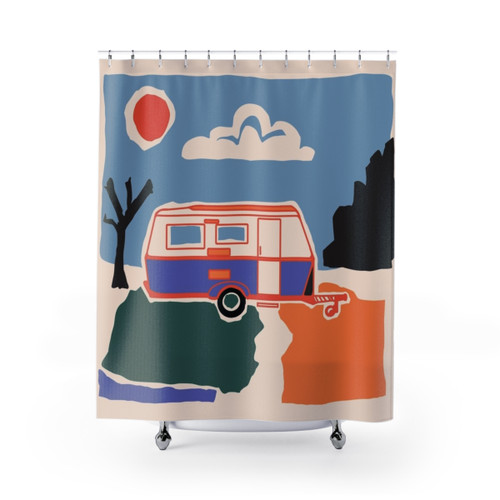 Retro Vintage Caravan Shower Curtains