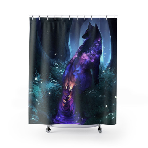 Luminous Shower Curtain with Mystical Animal Designs