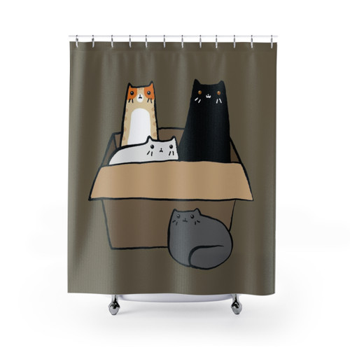 Colorful Cats in a Box Shower Curtain