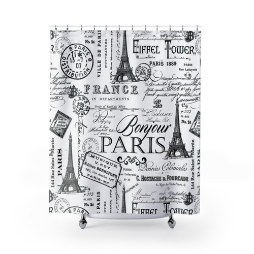 Vintage Paris Shower Curtains with Nostalgic Pattern